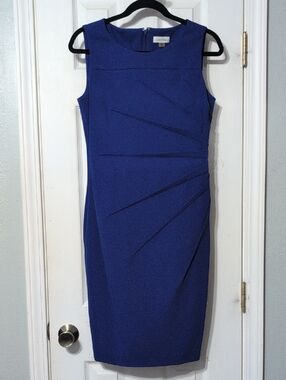Calvin Klein Cobalt Blue Sleeveless Sheath Midi Dress